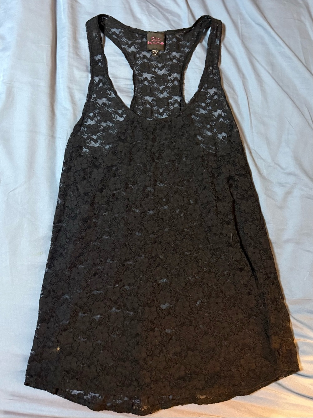 bebe Black Lace Racerback Tank